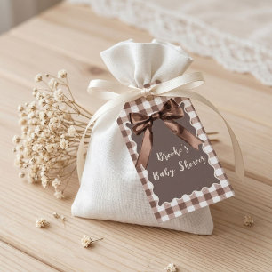 Mer kärlek S'more Brun Rutig Babyshower  Presentetikett