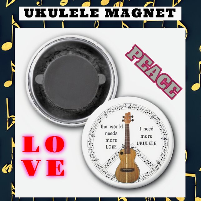Mer Kärlek Ukulele Music Älskare Peace Magnet (Skapare uppladdad)