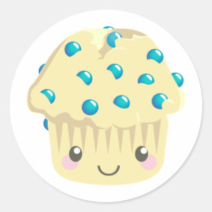 Mer Kawaii Muffin Ansikte Runt Klistermärke