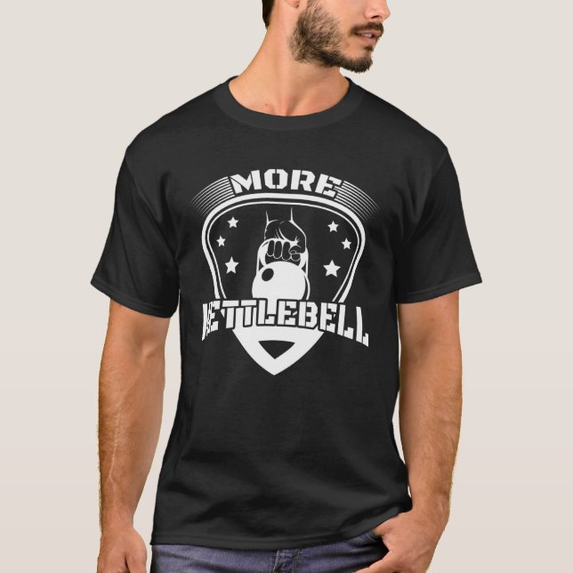 Mer Kettlebell Workout Fitness Gym Weightlift T Shirt (Framsida)