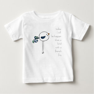 mer lycklig än en fågel med en fransk småfisk t shirt