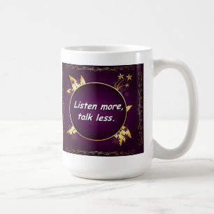 Mer, lyssnar samtalet mindre. Rysk Proverb-kaffe Kaffemugg