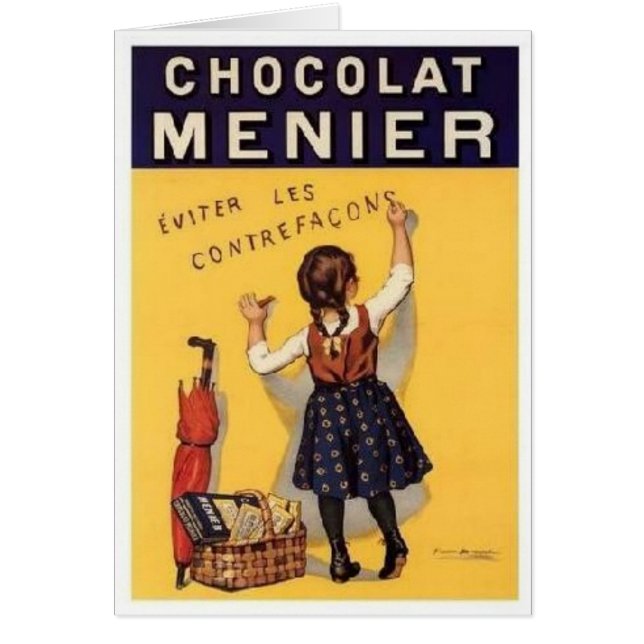 mer menier annons för chocolat hälsningskort (Framsidan)