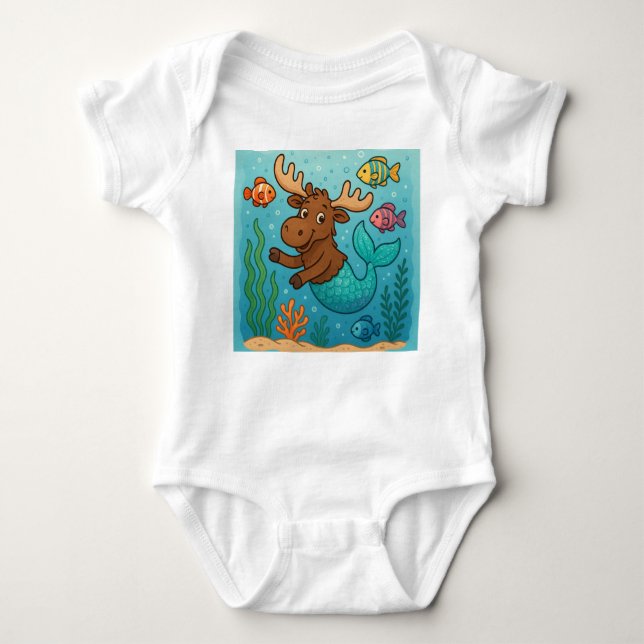 Mer-Moose Magi – Whimsy Undervattenskydd för Barn T Shirt (Framsida)
