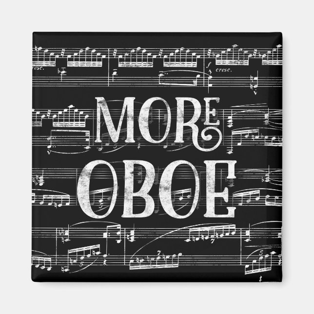 Mer Oboe Chalkboard - Black White Music Magnet (Framsidan)