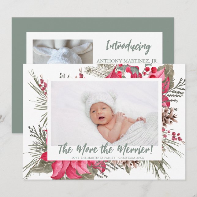 Mer om Merrier Poinsettia Photo jul Meddelande (Fram/baksida)