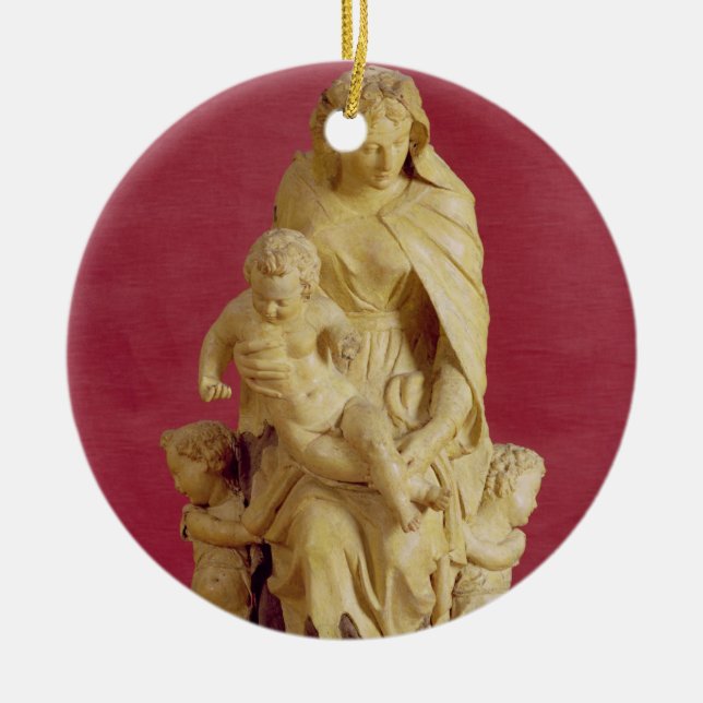 Mer papier Madonna och barn (- mache) Julgransprydnad Keramik (Framsidan)