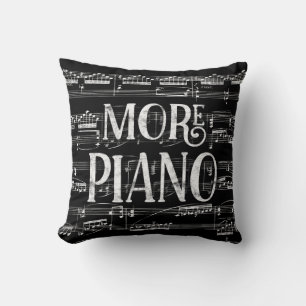 Mer Piano Chalkboard - svart vit musik Kudde