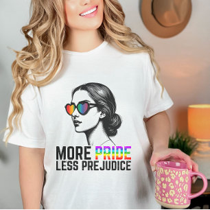 Mer Pride Mindre fördomsfri Vintage Regnbåge HGBTQ T Shirt