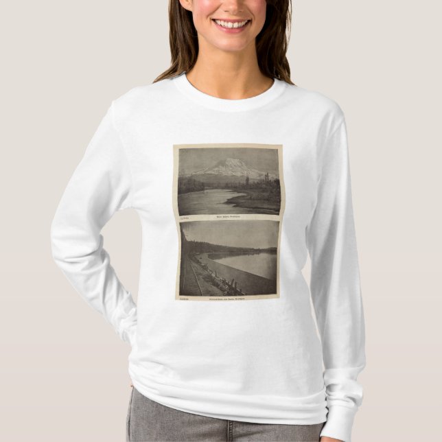 Mer regnig Steilacoom strand för Mt Tee Shirt (Framsida)