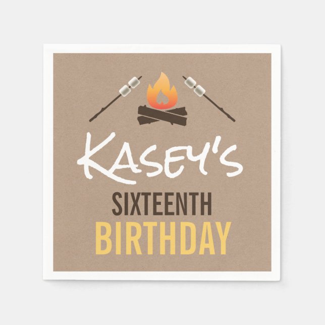 Mer Roligt med Födelsedagsfesten Bonfire för vänne Pappersservett (Framsidan)