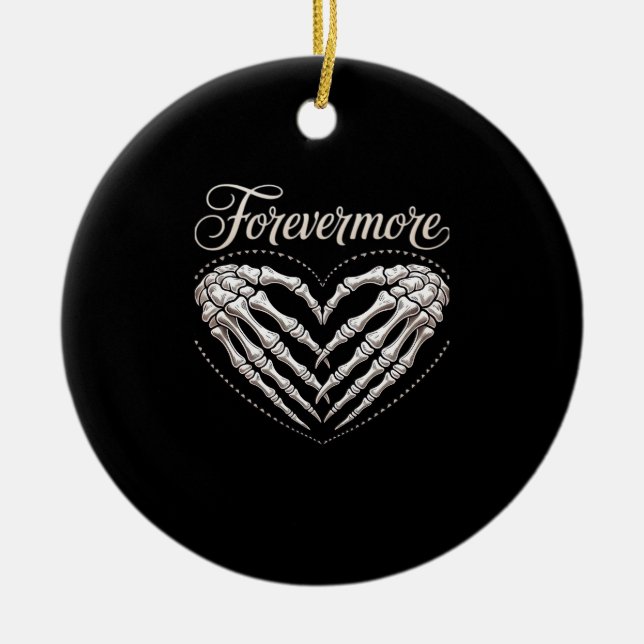 Mer Skeleton Händer Heart Gothic Halloween Julgransprydnad Keramik (Framsidan)