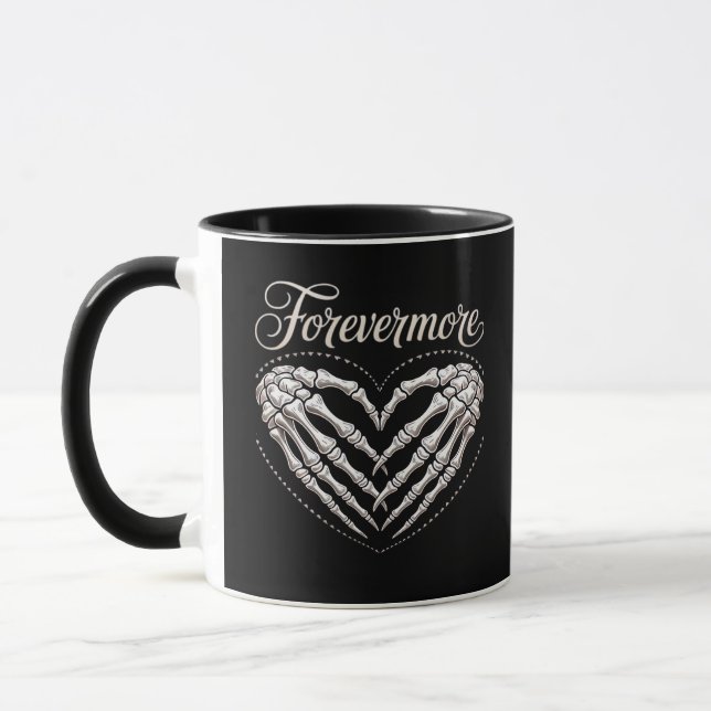 Mer Skeleton Händer Heart Gothic Halloween Mugg (Vänster)