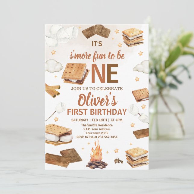 Mer Skoj Att Vara En S'mores Lägereld Födelsedag Inbjudningar (Stående Fram)