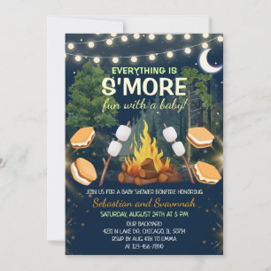 Mer skoj vid läggrösten S'mores Baby Shower Inbjudningar