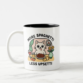Mer Spaghetti mindre Upsetti Cat mugg
