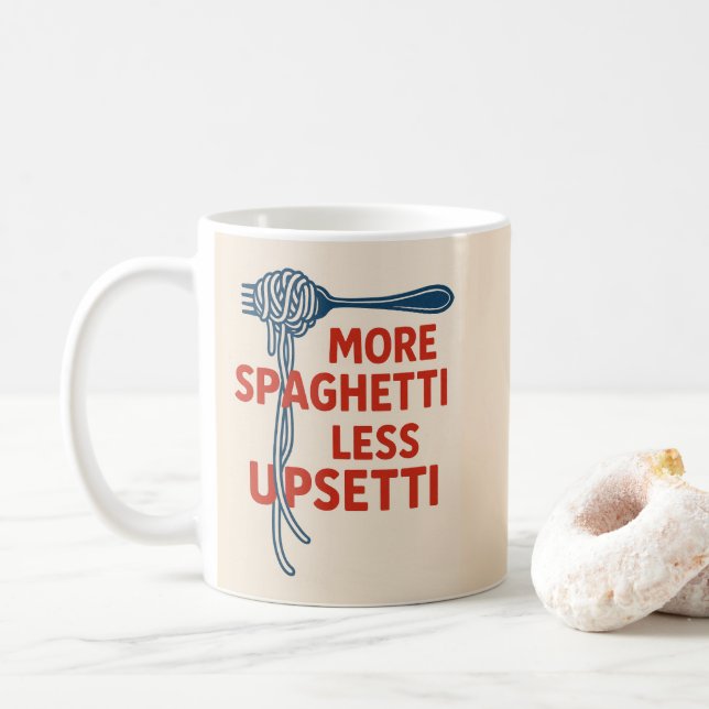 Mer Spaghetti Mindre Upsetti Kaffemugg (Med munk)