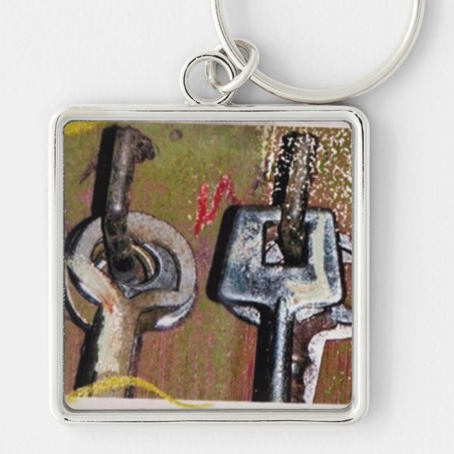 Mer stämm Keychain Fyrkantig Silverfärgad Nyckelring (Framsidan)