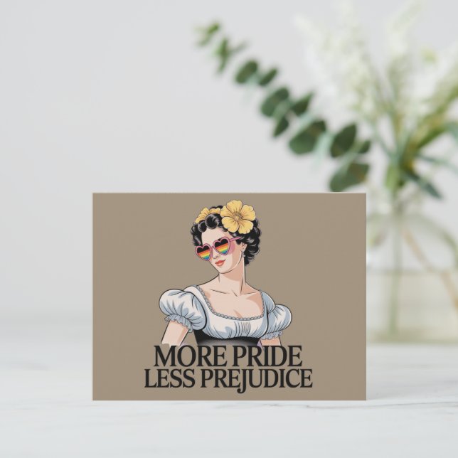 Mer stolthet Mindre fördom HBTQ Stolt Allierad Sto Vykort (Stående Fram)