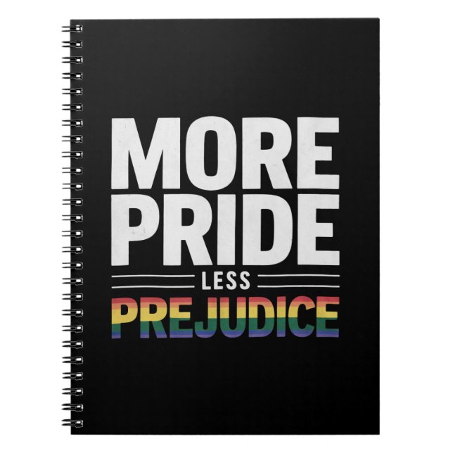 Mer stolthet mindre fördom Lgbt Gay Pride Month Anteckningsbok (Framsidan)