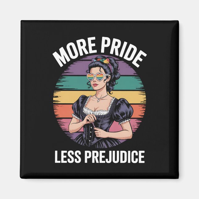 Mer stolthet Mindre fördom LGBTQ Gay Pride Alliera Magnet (Framsidan)