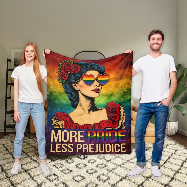 Mer stolthet Mindre fördom Pride Month LGBTQ Fleecefilt (Skapare uppladdad)
