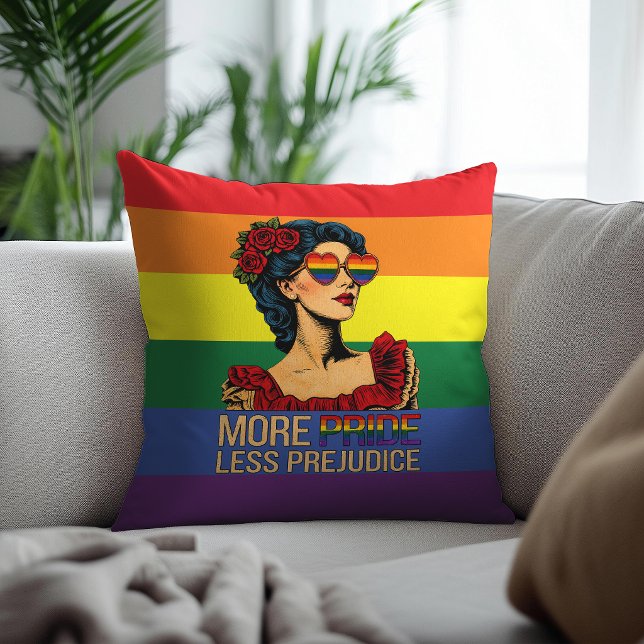 Mer stolthet Mindre fördom Pride Month LGBTQ Kudde (Skapare uppladdad)