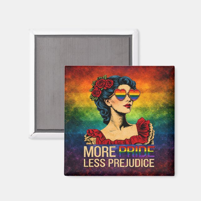 Mer stolthet Mindre fördom Pride Month LGBTQ Magnet (Front/Back)