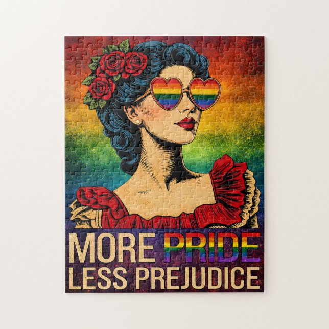 Mer stolthet Mindre fördom Pride Month LGBTQ Pussel (Vertikal)