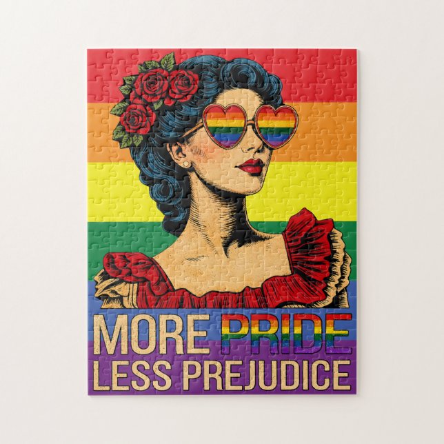 Mer stolthet Mindre fördom Pride Month LGBTQ Pussel (Vertikal)