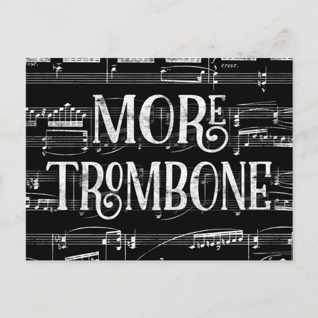 Mer Trombon Svarta Tavlan - Svart Vitt Musik Vykort (Framsida)