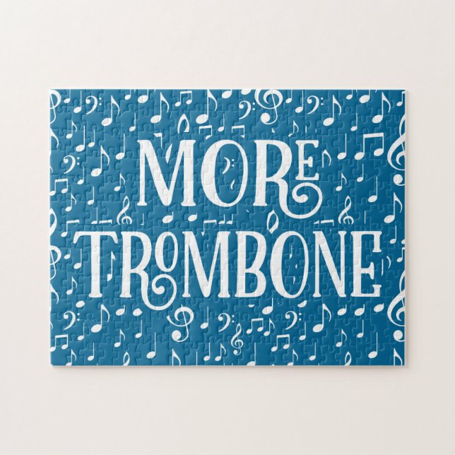 Mer trombone - Blue White Music Pussel (Horisontell)
