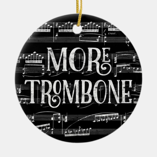 Mer Trombone-kartong - Black White Music Julgransprydnad Keramik (Framsidan)