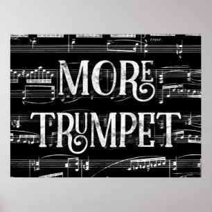 Mer trumpet Chalkboard - Black White Music Poster