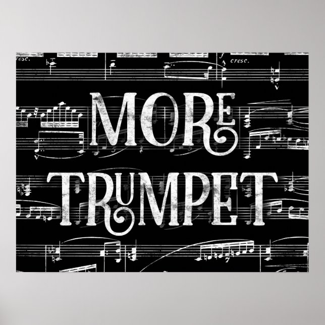 Mer trumpet Chalkboard - Black White Music Poster (Framsidan)