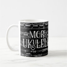 Mer Ukulele Chalkboard - Black White Music