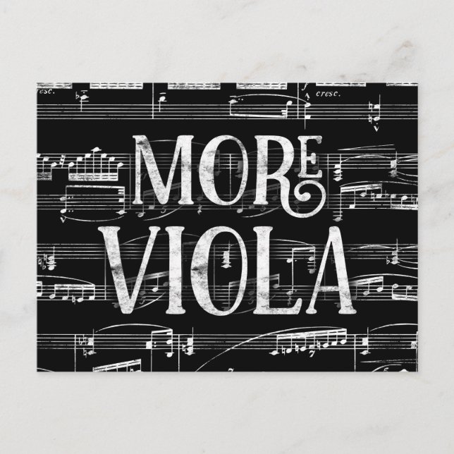 Mer Viola Kritskriftsbräda - Svart Vitt Musik Vykort (Framsida)