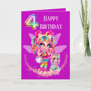 Mera magi med regnbåge i Cute Fairy fram-födelseda Kort