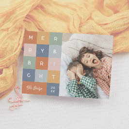 Mera och färgstark modern julfoto julkort