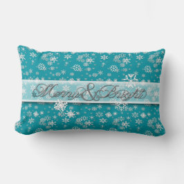 Mera och ljus ・ Teal & Snöflingor ・ Klassisk Lumbarkudde