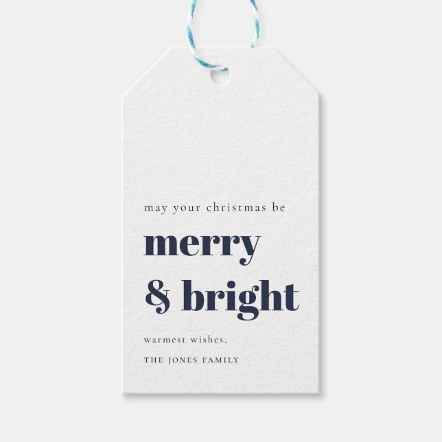 Mera och ljusa Juletiketter, marin blått Presentetikett (Framsidan)