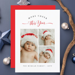 Mera ost i år Jul Baby 3 Photo Red Julkort