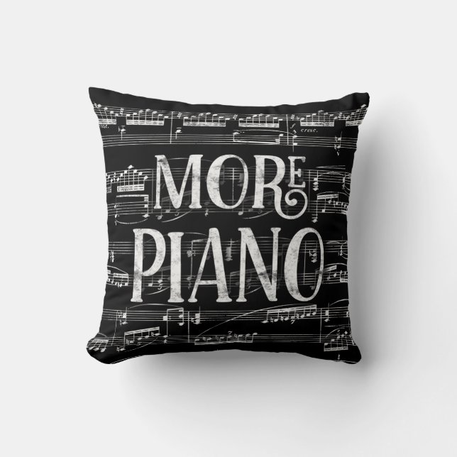 Mera Piano Chalkboard - Black White Music Kudde (Framsida)