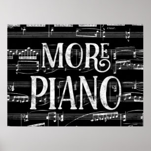 Mera Piano Chalkboard - Black White Music Poster