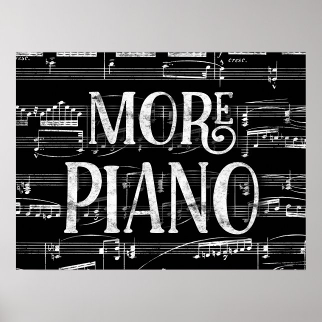 Mera Piano Chalkboard - Black White Music Poster (Framsidan)