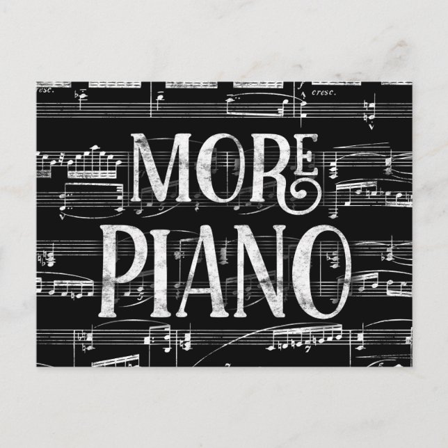 Mera Piano Chalkboard - Black White Music Vykort (Framsida)