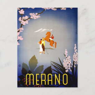 Merano Italien Vintage resor Poster återställd Vykort