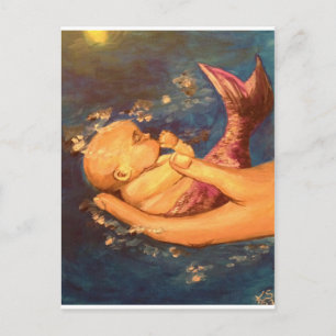 Merbaby på natten vykort
