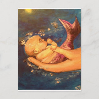 Merbaby på natten vykort