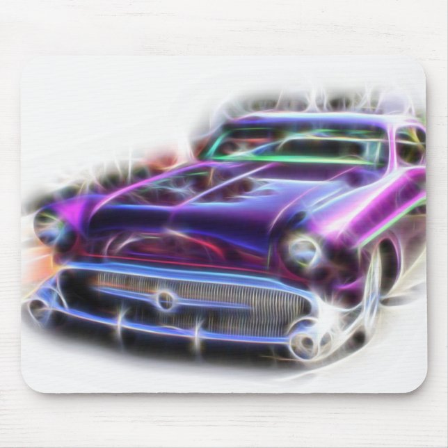 Merc Mercury Hotrod Mouse Pad Lila Flames Rodder Musmatta (Framsidan)